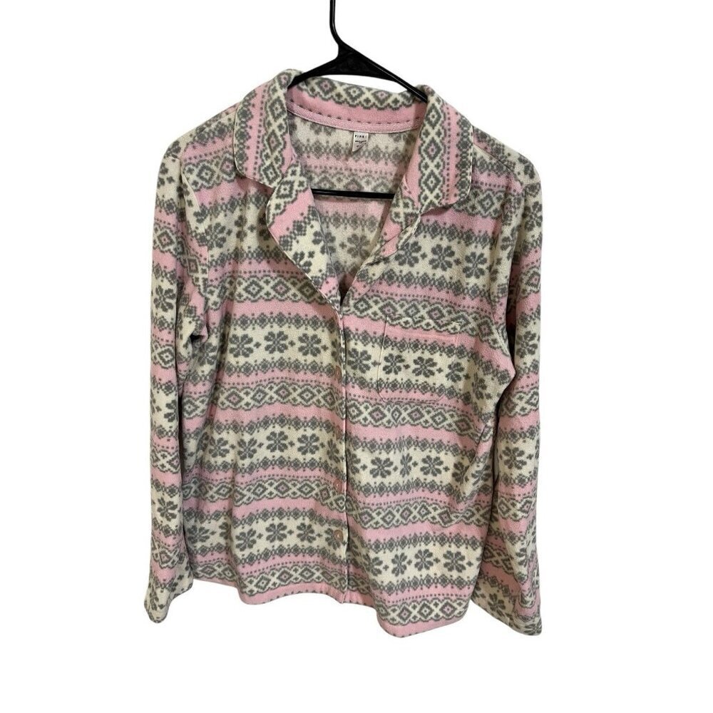 Victoria's Secret Women's Small 2 Piece Pajama Set Long Sleeve & Pants Pink/Grey